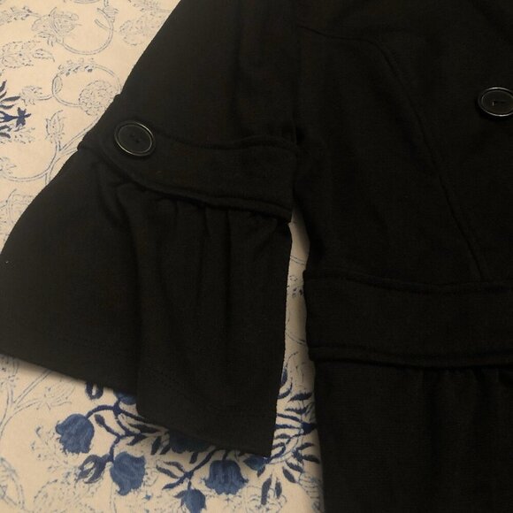 IZ Byer California Size M Girls Swing Jacket 3/4 Sleeve Peter Pan Collar Black - Picture 6 of 16